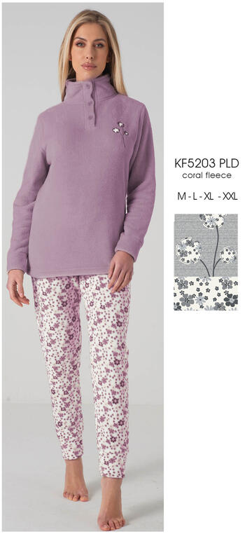 ART. KF5203 PLD- pigiama donna m/l coral fleece kf5203 pld - Fratelli Parenti